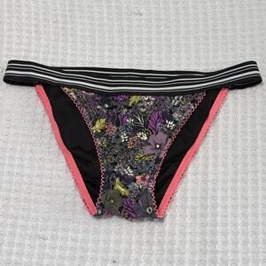 VICTORIAS SECRET SWIM BANDED WAIST FLORAL CHEEKY BIKINI BOTTOM S P (F174)